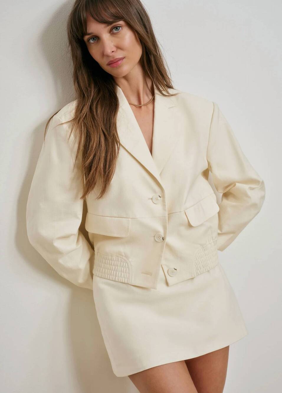 NEW FAVORITE DAUGHTER farrah classic bomber jacket in cream
